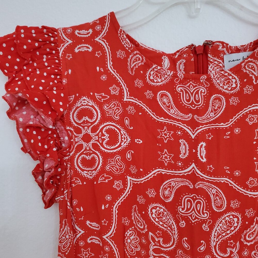 Never Fully Dressed Remi Bandana Paisley Print Red Polka Polka Midi Dress Size 2 - Picture 5 of 14